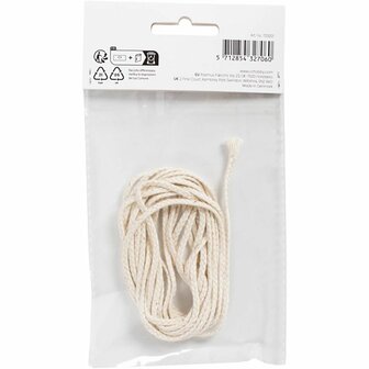 Lont, Geschikt voor dompelkaarsen (dia. 22-30 mm) en gegoten kaarsen (dia. 60-80 mm), 100 gr, 3 m/ 1 doos