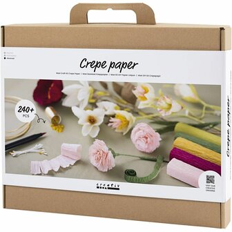 Maxi Hobbyset Cr&ecirc;pepapier, Bloemen, Cr&ecirc;pe-verhouding: 180%, 105 gr, 1 doos