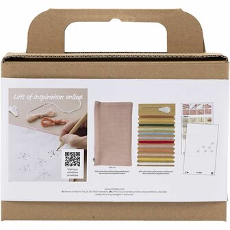Borduurpakket Clutch | Mini Hobbyset Borduren | Clutch Tas Borduren | Vlinders | Dusty Rose