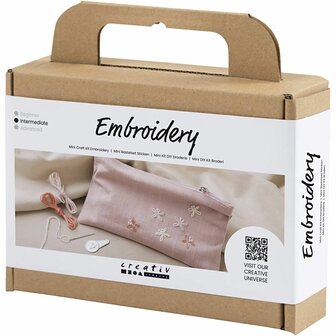 Borduurpakket Clutch | Mini Hobbyset Borduren | Clutch Tas Borduren | Vlinders | Dusty Rose