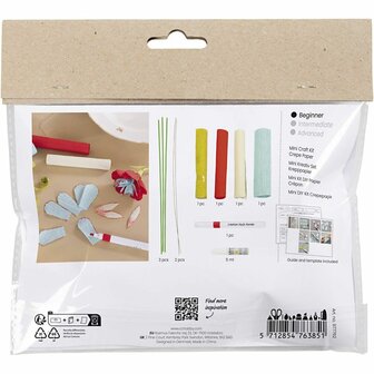 Mini hobbyset cr&ecirc;pepapier, Bloemen van cr&ecirc;pepapier, pastelkleuren, 1 doos