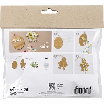 Mini Hobbyset Decoratie, Ei en kip, zwart, bruin, wit, diverse kleuren, 1 doos