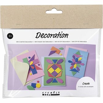Mini Hobbyset Decoratie, Versierde kaarten, blauw, groen, roze, 1 doos