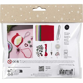 Mini Hobbyset Decoratie, Vilten kerstdecoraties, diverse kleuren, 1 doos