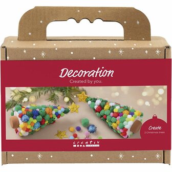 Mini Hobbyset Decoratie, Kerstboom, diverse kleuren, 1 doos