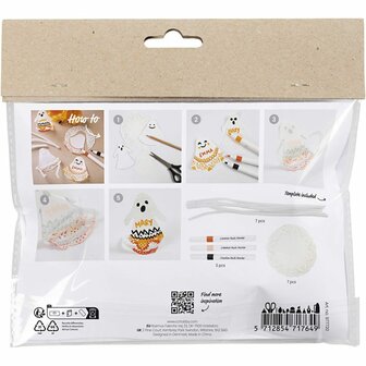 Mini Hobbyset Inkleuren, Spookjes, zwart, lichtoranje, mid oranje, wit, 1 doos