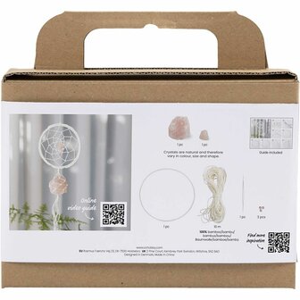 Macram&eacute; set dromenvanger | Hobbyset macrame | DIY pakket | Macram&eacute; dromenvanger met rozenkwarts maken | 1 Doos