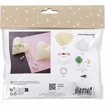 Mini Hobbyset Naaien, Harten, off white, 1 doos