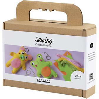 Mini Hobbyset Naaien, Kikker en teddybeer, diverse kleuren, 1 doos
