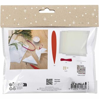 Mini Hobbyset Origami, Duiven/sterren, donkerrood, off-white, 1 doos