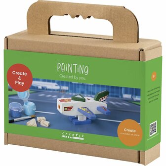 Mini Hobbyset Schilderen, Vliegtuig, blauw/groen harmonie, 1 doos