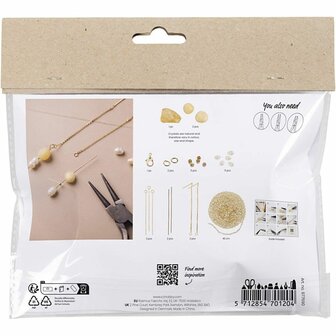 Hobbyset sieraden maken | Honingcalciet ketting maken | Oorbellen maken | Sieraden maken hobbypakket | Mini Creative Set Jewellery