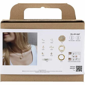 Mini Hobbyset Sieraden, Halsketting met hanger met metaaldraad, verguld, 1 doos