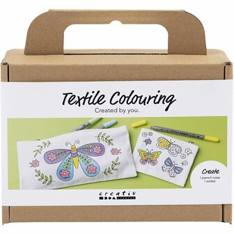 Mini Hobbyset Textiel Decoreren, Vlinders, pastelkleuren, 1 doos