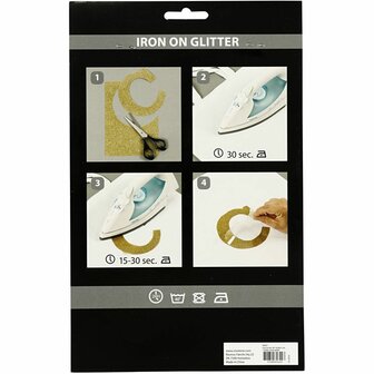 Opstrijkfolie, A5, vel 148x210 mm, glitter, zilver, 1 vel