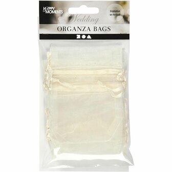 Organza zakjes, afm 7x10 cm, off-white, 10 stuk/ 1 doos