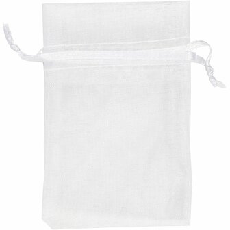 Organza zakjes, afm 7x10 cm, wit, 10 stuk/ 1 doos