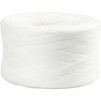 Papier Raffia Garen, B: 7-8 mm, wit, 100 m/ 1 rol