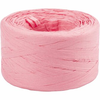 Papier Raffia Garen, B: 7-8 mm, lichtroze, 100 m/ 1 rol