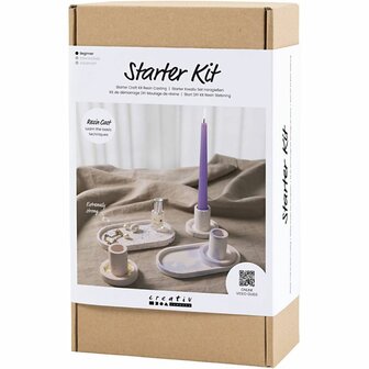 Starter Hobbyset Hars Gieten, Kandelaren en dienbladen, blauw, lichtroze, wit, 1 doos