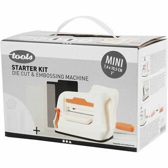 Stans- en embossingmachine Starterset A7 | Mini stansmachine | Embossingmachine | Snijmallen &amp; embossingfolders | 1 set
