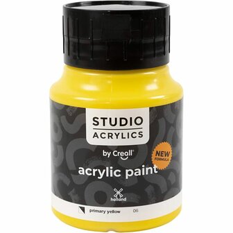 Acrylverf Primair Geel (#06) | Hobbyverf | Gele Acrylic Verf | Semi-Dekkend | 500 ml | 1 stuk