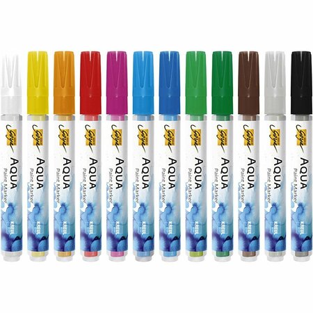SOLO GOYA Aquarelmarkers - Aquarel Stiften - Brushpens Aquarel - Aquarelstiften Met Penseelpunt - Assorti Kleuren - 12 Stuks