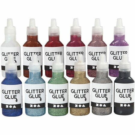 Glitterlijm kleurenmix &ndash; DIY glitter lijm set 12x25 ml