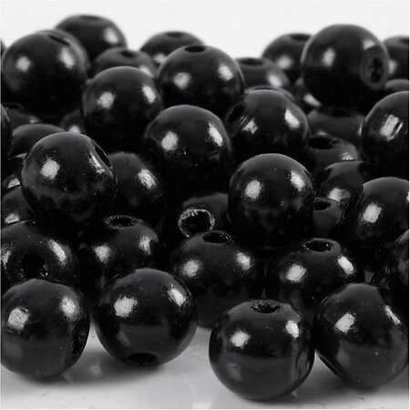 Houten Kralen Zwart 10mm - Creatieve Hobby - 20g