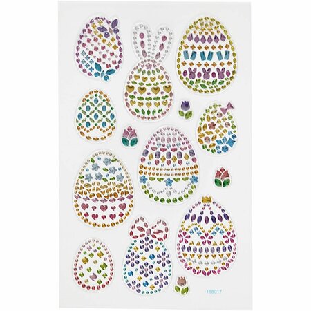 Diamond Stickers - Paaseieren - Lente Thema Stickers - Zelfklevende Strass Stickers - Versierstickers Voor Feest & DIY - Creatieve Glitter Plakstickers - 1 Vel