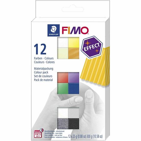 Boetseerklei Diverse Kleuren | FIMO Effect Klei | Afbak Klei | Polymeer Klei Set | Sieraden Klei | Diverse Kleuren | 25 Gram | 12 Stuks