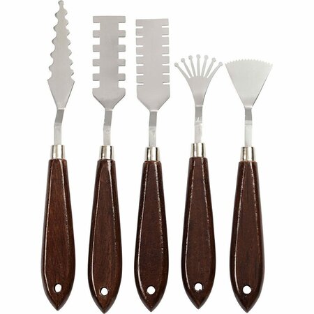 Paletmessen set met patroon &ndash; Spatels &ndash; Stalen blad &ndash; 5 stuks