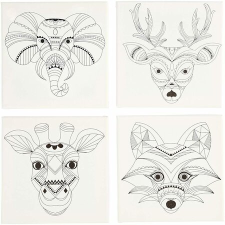 Canvas Met Print - DIY Schilderdoek Dieren Thema - 20x20 cm