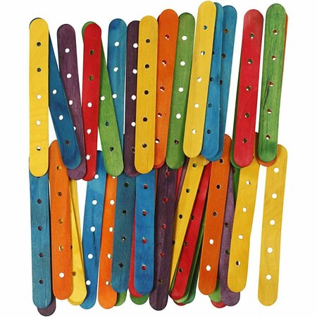 Constructiestokjes, diverse kleuren, L: 15 cm, B: 1,8 cm, gatgrootte 4 mm, 500 div