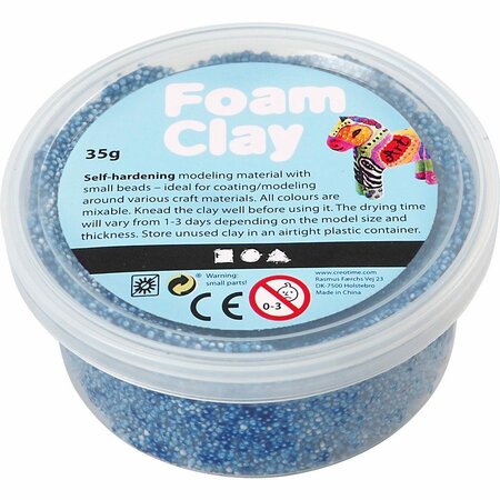 Foam Clay Blauw Glitter | Kinder Klei | Lichtgewicht Air Dry Clay | Zelfhardende Glitter Klei | 35 Gram