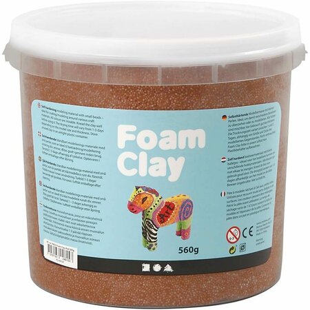 Foam Clay Bruin | Kinder Klei | Lichtgewicht Air Dry Clay | Zelfhardende Klei Met Styropor Balletjes | 560 Gram