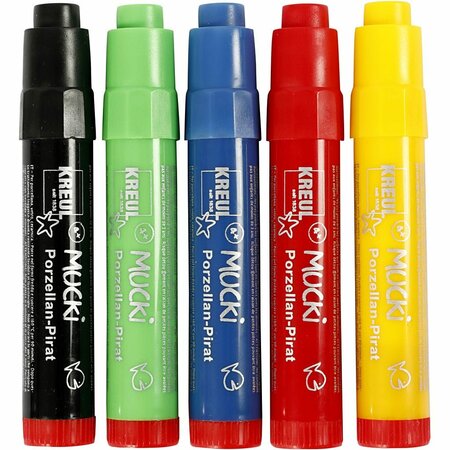 Glas- & Porseleinstiften, lijndikte: 2-5 mm, kleuren assorti, 5stuks