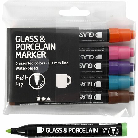 Glas- & Porseleinstiften, lijndikte: 1-3 mm, extra kleuren, semi-dekkend, 6stuks kopen?