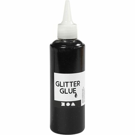 Glitterlijm zwart &ndash; Zwarte glitter lijm 118 ml