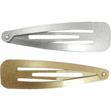 Haarspeld, goud, zilver, L: 66 mm, B: 17 mm, 4 stuk/ 1 doos