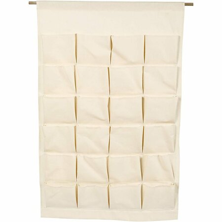 Hangende Organizer - Natuurlijk Canvas - 93x60 cm - 24 Opbergvakken - Stevige Kwaliteit - Houten Ophangstok - Perfect voor Adventskalender, Hobbyspullen & DIY Decoratie
