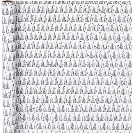 Inpakpapier &ndash; Groen/Wit Denneboom &ndash; 70 Cm &ndash; 4m