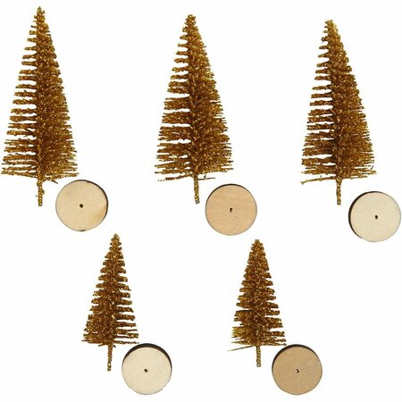 Miniatuur Kerstbomen - Gouden Kerstbomen - DIY Kerstboom Decoratie - Mini Kerstbomen Goud - 4-6 cm - Set van 5 Stuks