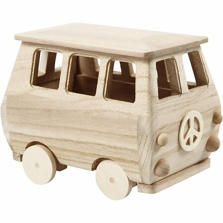 Minibus Hout &ndash; Miniatuur Busje &ndash; Houten Decoratie Bus &ndash; DIY Minibus &ndash; 17x10x13 Cm