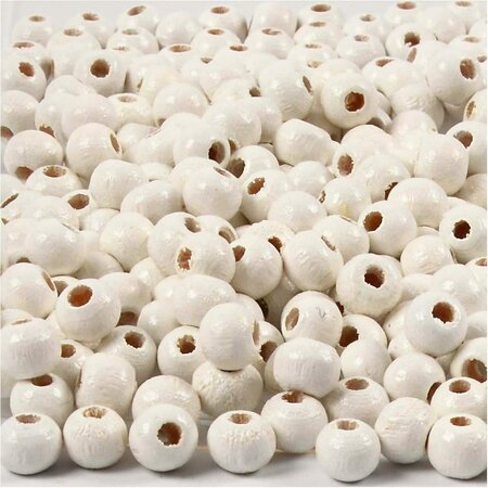 Houten Kralen - Witte Hobbykralen - Kralen Voor DIY Sieraden - Diameter 5mm - Gatgrootte 1,5mm - Kralen - Set van 150 Stuks