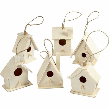 Mini Vogelhuis - Set van 6 Kleine Houten Vogelhuisjes - DIY Knutselpakket - Perfect voor Tuindecoratie, Creatief Beschilderen & Kinderprojecten - 7 cm Hoog