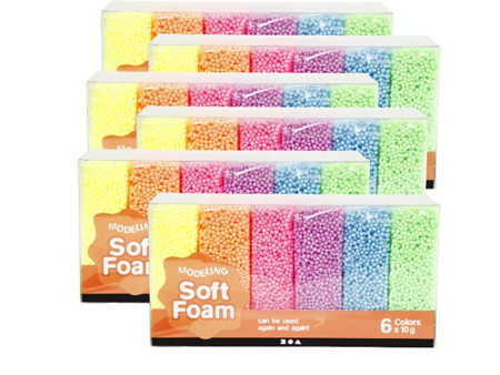 Soft Foam Klei &ndash; Niet Drogende Foamklei &ndash; Kleuren Assorti &ndash; 6 Sets