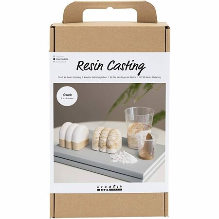 Hars Gieten Beeldjes | Giethars Hobbyset | Sculpturen Gieten | Marmereffect | Beige & Off White | 2 Stuks