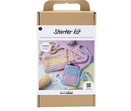 Starter Hobbyset Haken - Haak je Eigen Schoudertas & Telefoontasje - Haakpakket voor Beginners - DIY Haakset met Garen & Haaknaald - Diverse Kleuren