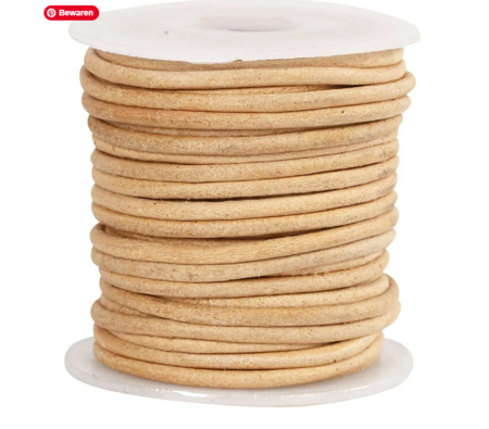 Leerkoord - Rond Leren Koord - Hobbykoord - Naturel Leerkoord - Beige